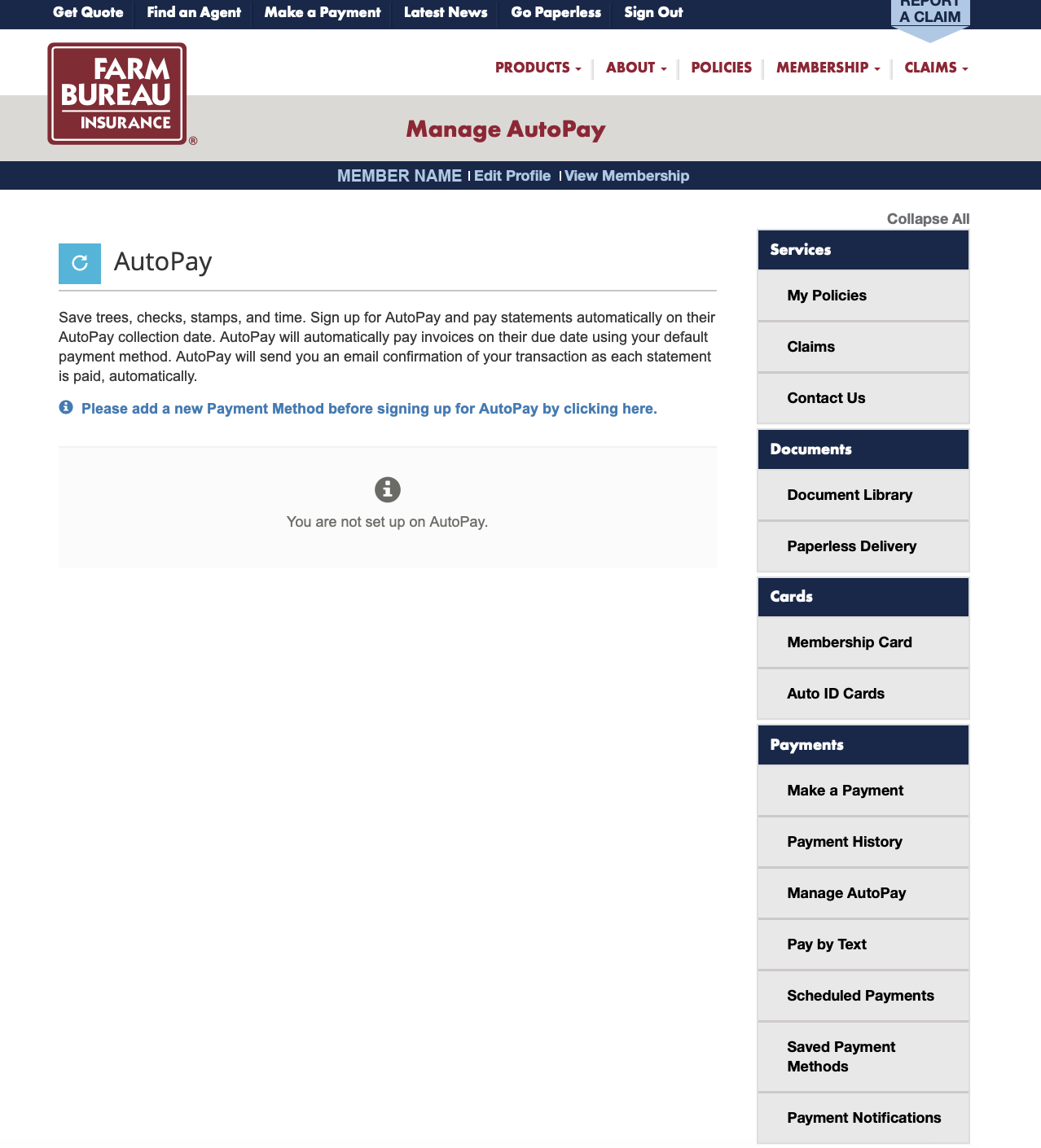 Setting Up AutoPay Screen Shot