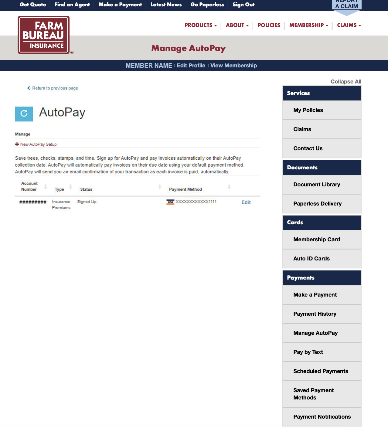 AutoPay Set Up with Payment Screen Shot