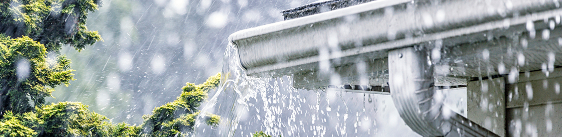 spring storm in gutters